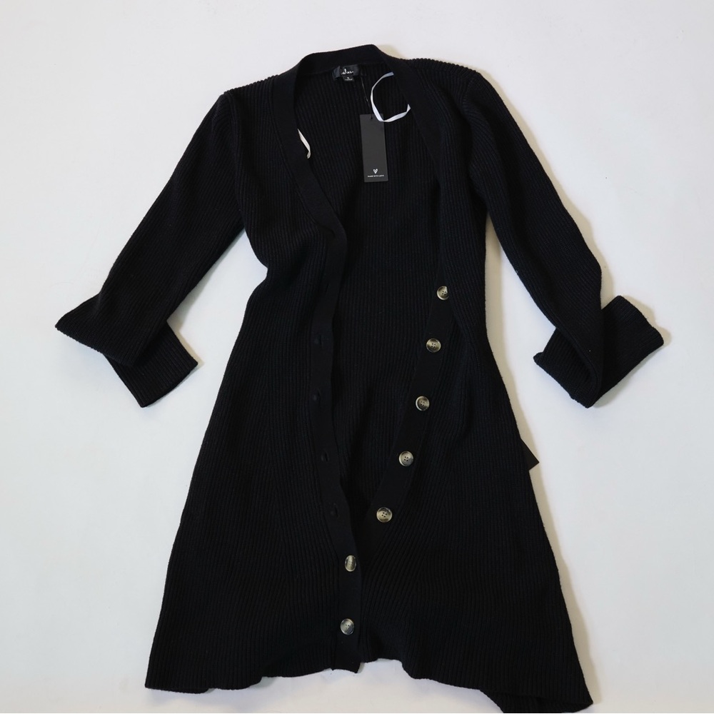 Lulu's Black Long Sleeve Button-Up Dress